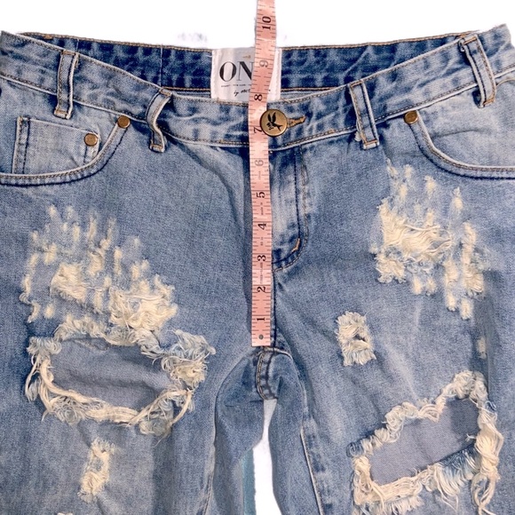 ONE TEASPOON Trashed Free Birds Low Waist Short Rise Rigid Skinny Jeans Size 29 - Picture 7 of 15